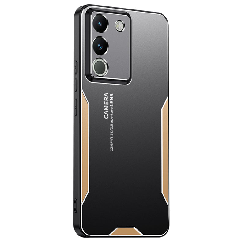 For vivo Y200 (India) 5G PC+TPU+Aluminum Alloy Phone Case Drop Protection Cell Phone Cover - Gold For vivo Y200 (India) 5G PC+TPU+Aluminum Alloy Phone Case Drop Protection Cell Phone Cover - Gold